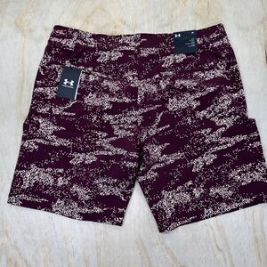 NEW Under Armour Golf Shorts Mens UA Printed sz 38 Maroon 1377303 600